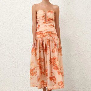 Zimmermann Cascadian Strapless Midi Dress